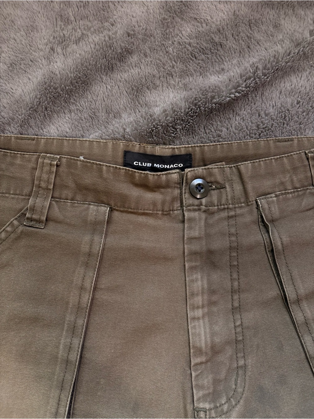 Club Monaco Olive-Tone Pleated Trousers